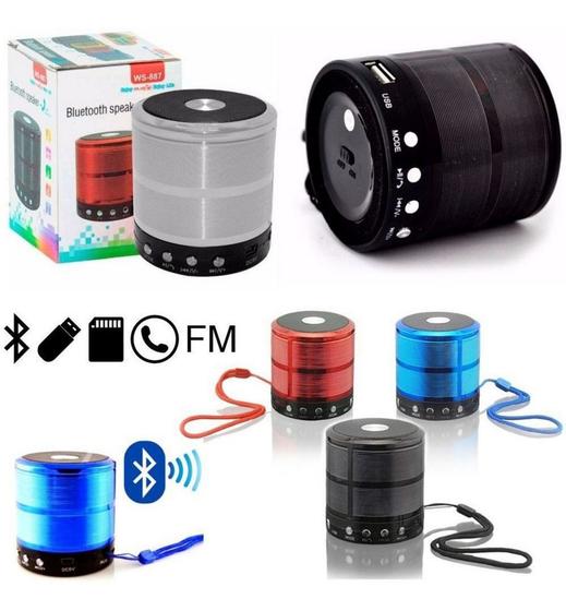 Imagem de Caixa de Som Mini Speaker Bluetooth Cartao Micro SD USB P2 Radio FM BH-887 Original