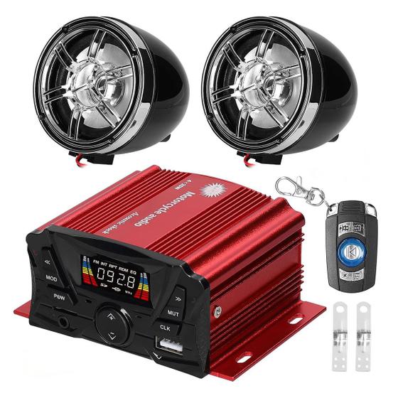 Imagem de Caixa de Som Moto Alarme Bluetooth Audio MP3 USB Cartao SD Controle Remoto Radio FM AM