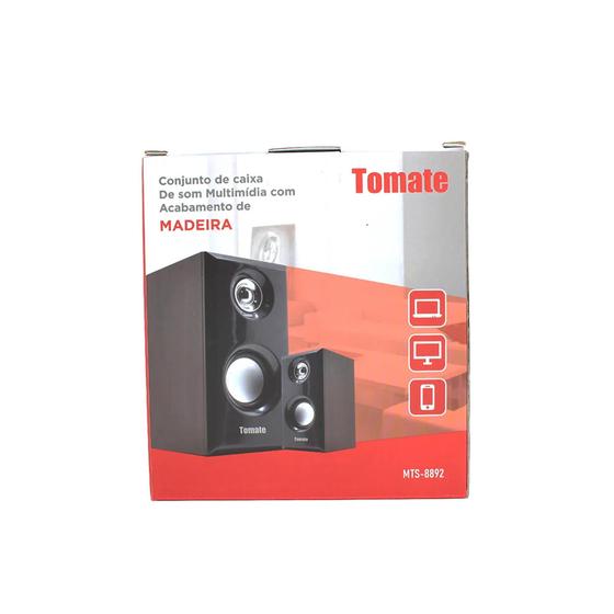 Imagem de Caixa de Som Multimídia com Acabamento em Madeira USB 3W Tomate - MTS-8892