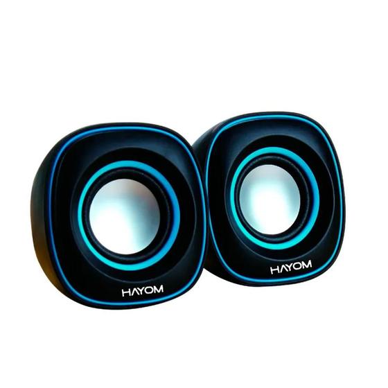 Caixa de Som Multimídia Hayom, para PC, USB, 3W*2, Preto e Azul - KM2503 Menor preço em Caixa de Som Multimídia Hayom, para PC, USB, 3W*2, Preto e Azul - KM2503
