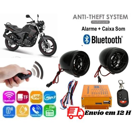 Imagem de Caixa De Som para Moto Bluetooth Mp3 Fm Rádio SD Usb e Alarme com Controle Remoto