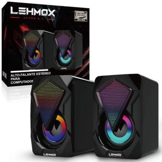 Imagem de Caixa de Som para PC USB P2 com Iluminação Led RGB Lehmox - LEY-1916