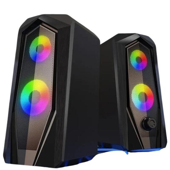 Imagem de Caixa de Som Pc Gamer Notebook Lehmox K6 Potência e RGB para seu Setup com Subwoofer Integrado