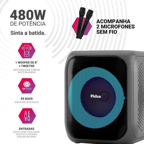 Caixa de Som Philco PCX4801 Bluetooth Flash Light