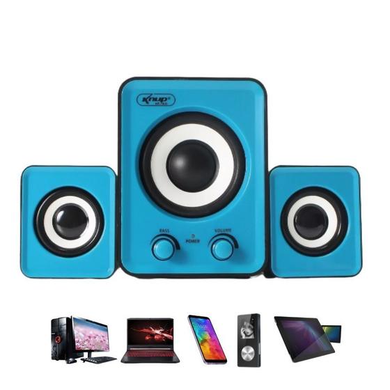 Imagem de Caixa de Som Portatil 2.1 com Subwoofer USB P2 PC TV Celular Notebook 12W Rms