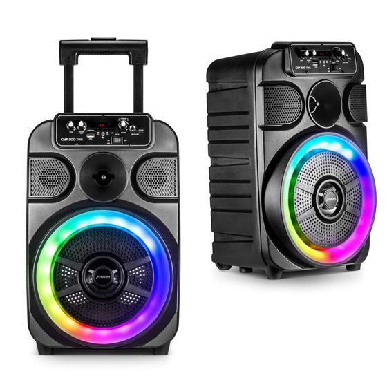 Imagem de Caixa de Som Portátil 300W RMS Bluetooth, USB, P2, P10, Micro SD, Rádio, TWS, Bass Reflex, Bivolt Frahm - 32263