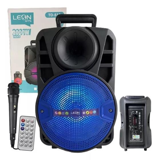 Imagem de Caixa de som portátil Amplificada 2000w bluetooth Rádio FM microfone karaokê