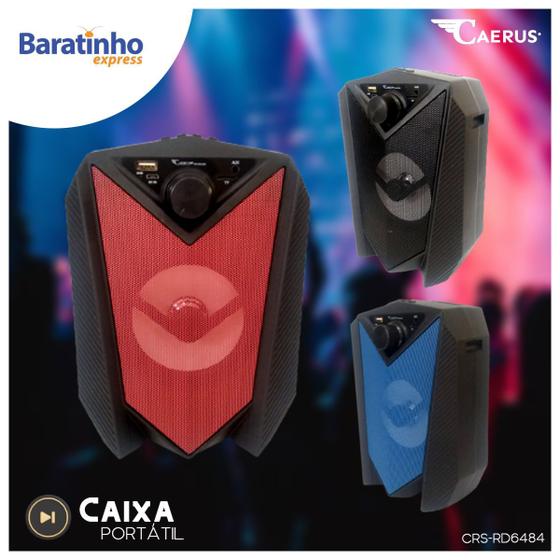 Imagem de Caixa de Som Portátil Bluetooth Potente Rádio FM USB 21,5cm