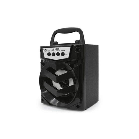 Caixa de Som Portátil BlueTooth Radio FM A6039 cor:Azul Menor preço em Caixa de Som Portátil BlueTooth Radio FM A6039 cor:Azul