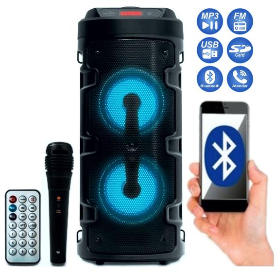 Imagem de Caixa De Som Portátil Rádio Fm Bluetooth Usb Sd Microfone  E Controle - Grasep