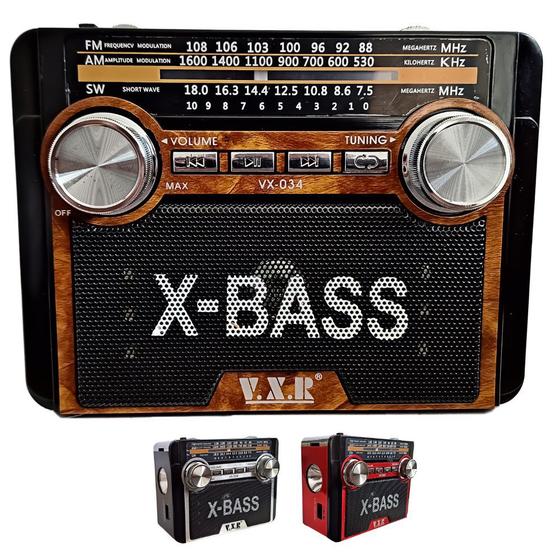 Caixa de Som Portátil Recarregavel Retro Vintage Radio FM/AM - X-Bass ...