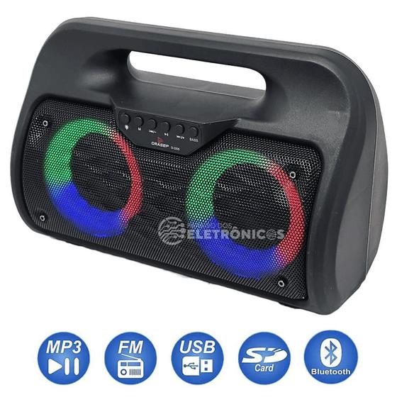 Imagem de Caixa De Som Rádio Fm Mp3 Iluminação Colorida Bluetooth