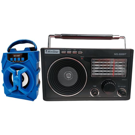 Caixa De Som Rádio Portátil Fm Am Usb Sd Mp3 Led Bluetooth Potente ...