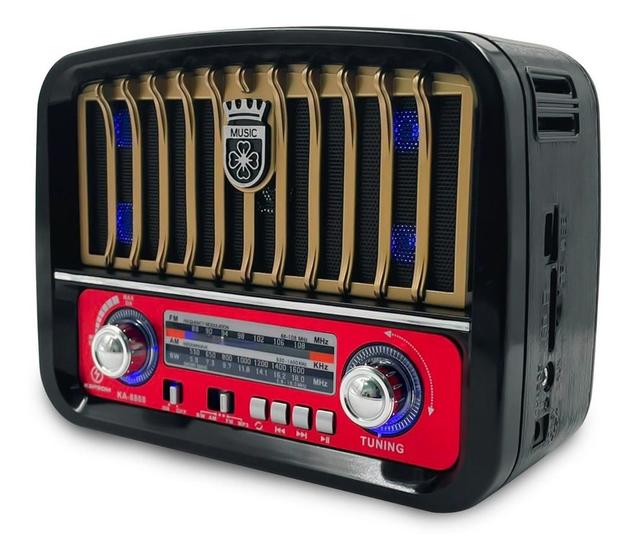 Imagem de Caixa de Som Retro Portatil Bluetooh AM FM SW  sd/aux/usb