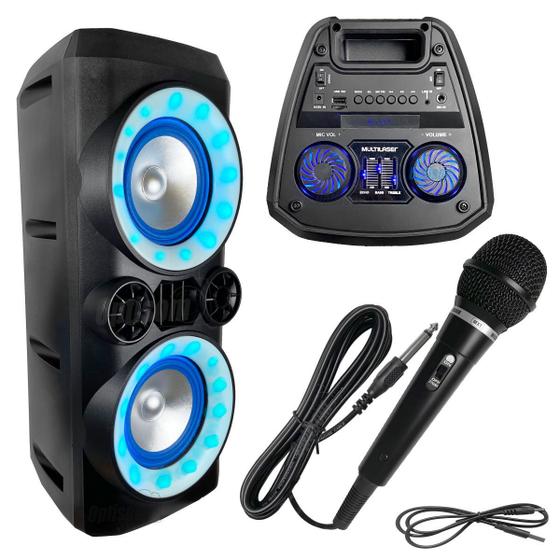 Imagem de Caixa De Som Sem Fio Bluetooth Neon X 300w Multilaser Sp379 + Microfone 3m