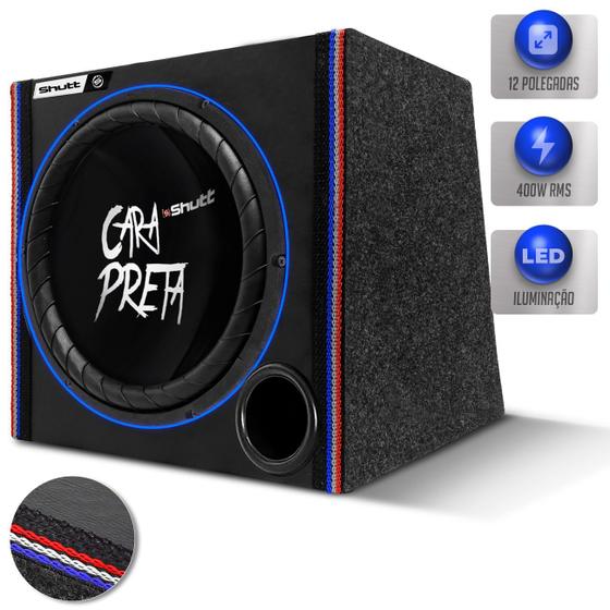 Imagem de Caixa De Som Shutt Boss Bass 400w Subwoofer Cara Preta 12 Pol Dutada Led Toca Muito Grave Pancadão