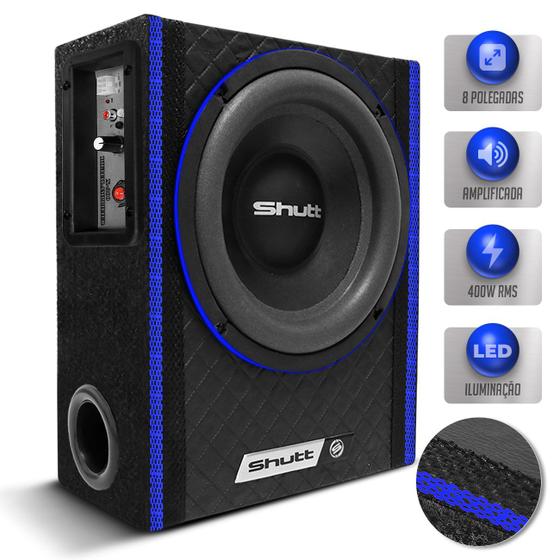 Imagem de Caixa De Som Shutt Ultra Slim Amplificada Diamantada 400w Subwoofer 8 Pol Bolinha Grave Forte Led