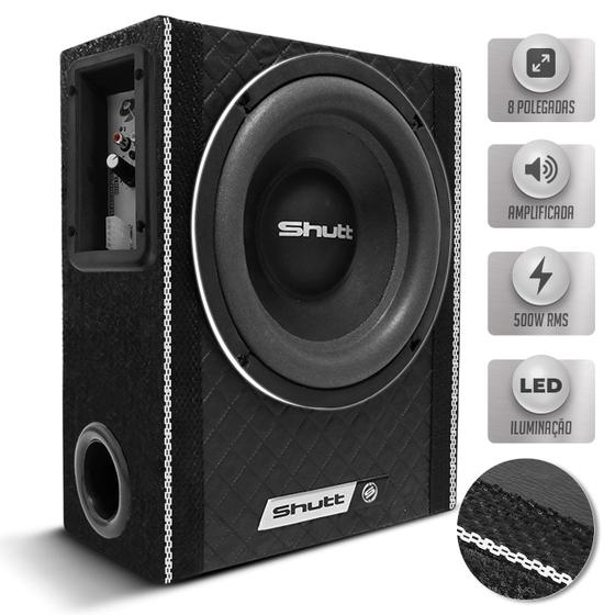 Imagem de Caixa De Som Shutt Ultra Slim Amplificada Diamantada 500w Subwoofer 8 Pol Bolinha Grave Forte Led