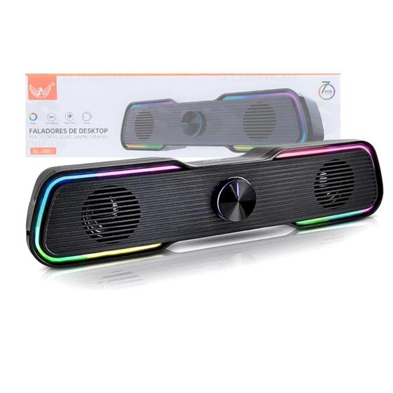 Imagem de Caixa De Som Soundbar Gamer Bluetooth Computador Tv Notebook Estéreo Led Rgb Altomex AL-3861