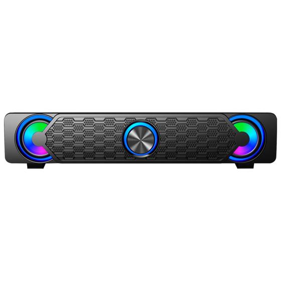 Imagem de Caixa De Som Soundbar Gamer Round Led Rgb 7 Cores Usb Aux