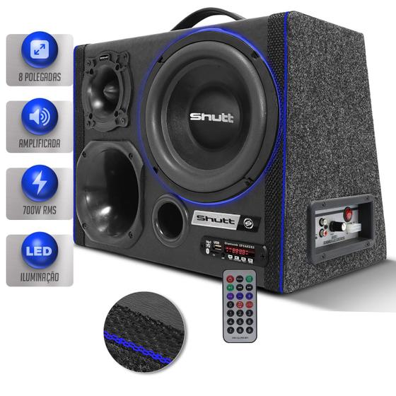 Imagem de Caixa De Som Trio Amplificada 700w Subwoofer Shutt 8 Pol Bluetooth Carro Casa Led Neon Grave Forte