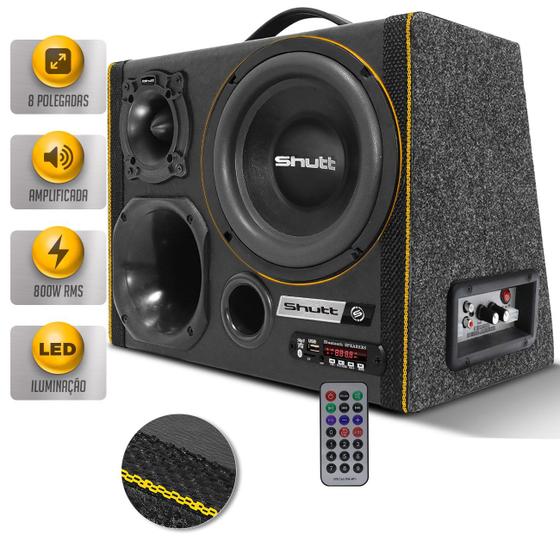 Imagem de Caixa De Som Trio Amplificada 800w Subwoofer 8 Pol Shutt Bluetooth Usb Sd Led Casa Carro Completa