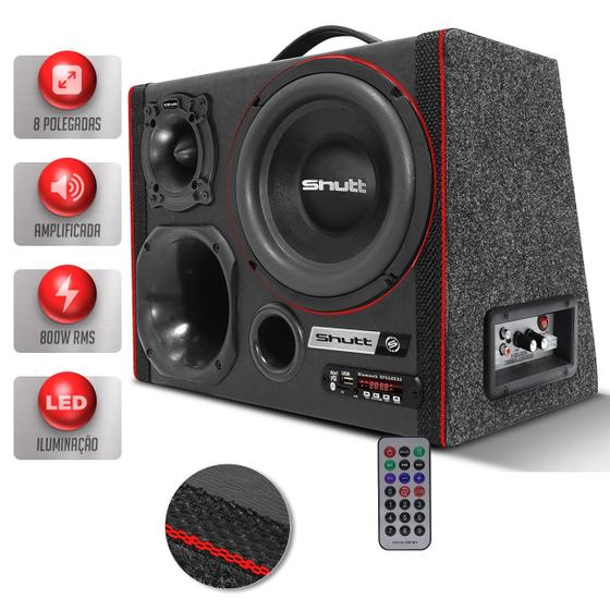 Imagem de Caixa De Som Trio Amplificada 800w Subwoofer 8 Pol Shutt Bluetooth Usb Sd Led Casa Carro Completa