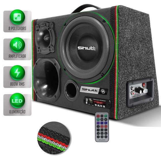 Imagem de Caixa De Som Trio Amplificada 800w Subwoofer 8 Pol Shutt Bluetooth Usb Sd Led Casa Carro Completa