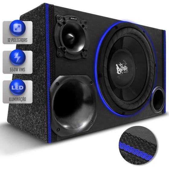 Imagem de Caixa De Som Trio Automotivo 550w RMS Subwoofer Shutt Beatz 12 Polegadas LED Neon Grave Forte