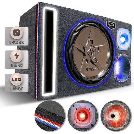 Caixa De Som Trio Automotivo Full Led Subwoofer Bomber New Edge 12