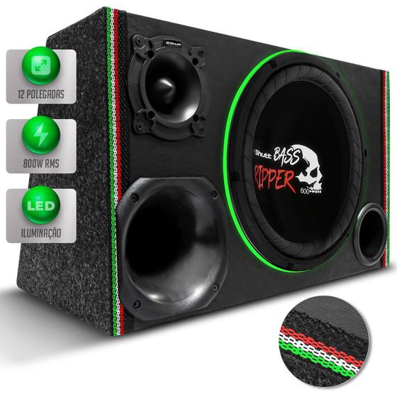 Imagem de Caixa De Som Trio Automotivo Shutt Subwoofer Ripper 12 Polegadas 800w RMS Grave Forte LED Neon Preto