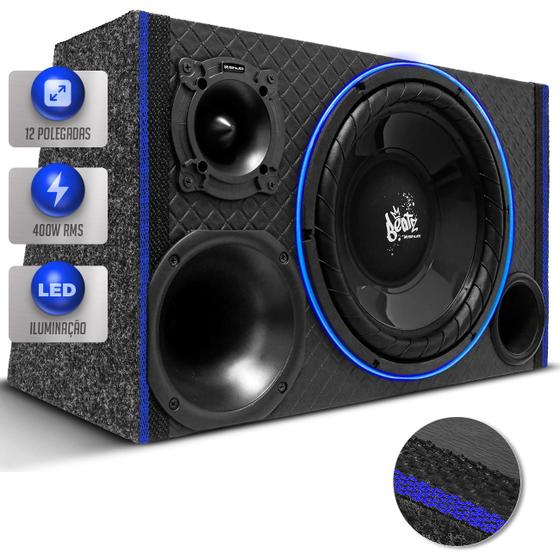 Imagem de Caixa De Som Trio Automotivo Subwoofer Shutt Beatz 12 Polegadas 400w LED Grave Bate Forte