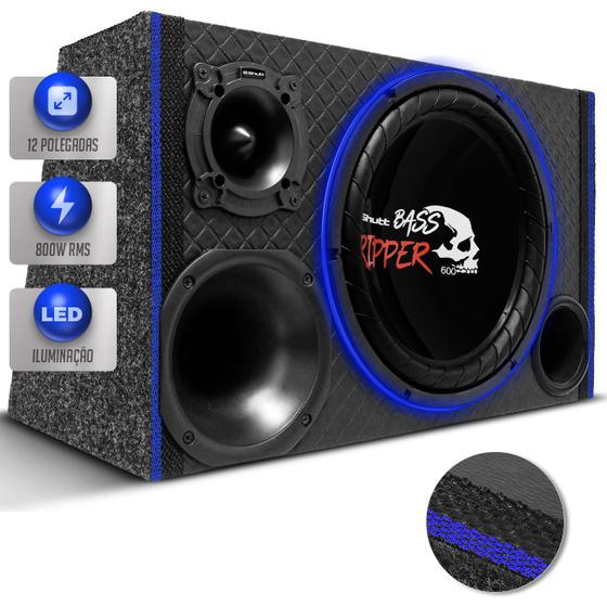 Imagem de Caixa De Som Trio Automotivo Subwoofer Shutt Ripper 12 Polegadas 800w LED Grave Bate Forte