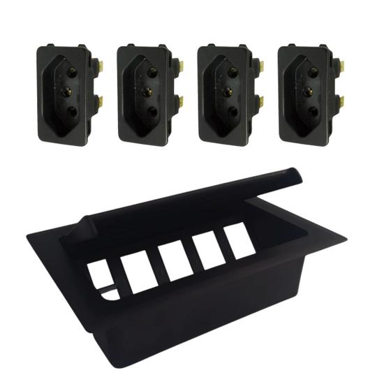 Imagem de Caixa De Tomada Embutir Mesa Home Office Com 4 Tomadas 10a