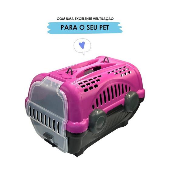 Imagem de Caixa de Transporte de Pet Rosa com Preto N2 Trava Segurança