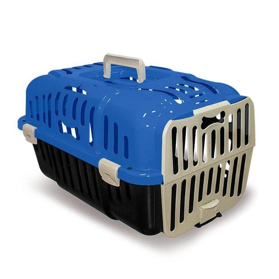 Imagem de Caixa de Transporte Gato Cachorro Pequeno Porte N1 Azul - Furacão Pet