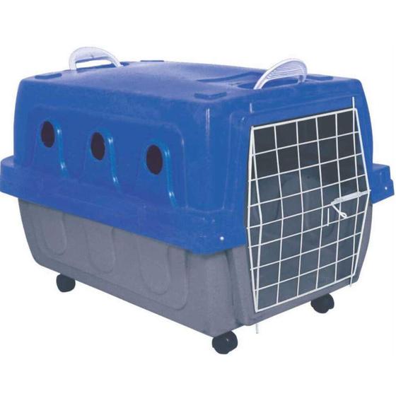 Caixa de Transporte Ideal Cinza e Azul - Tamanho 4 Menor preço em Caixa de Transporte Ideal Cinza e Azul - Tamanho 4