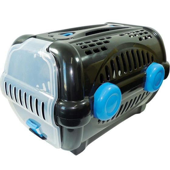 Caixa de Transporte Luxo Furacão Pet Preto e Azul - Tamanho 3 Imagem de Caixa de Transporte Luxo Furacão Pet Preto e Azul - Tamanho 3