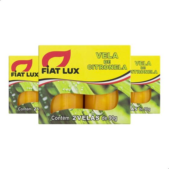 Imagem de Caixa de Vela de Citronela Fiat Lux 90g Repelente Natural de Mosquitos com 24 Unidades