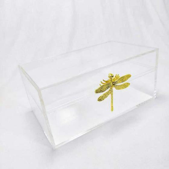 Caixa Decorativa Transparente Menor Enfeite Libelula Luxo