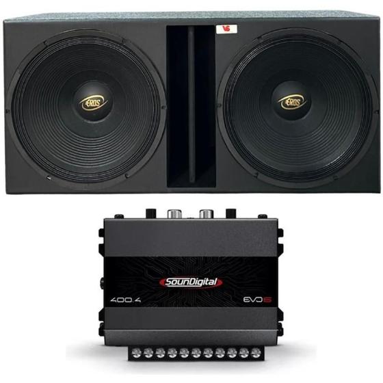 Imagem de Caixa Duto Régua 15'' Woofer Eros E-315 + Módulo Soundigital