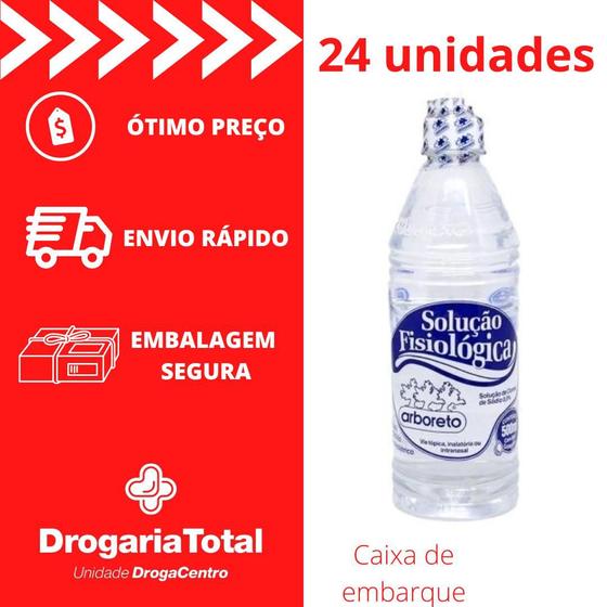Caixa Fechada 24 Unidades Soro Fisiológico 0,9% Arboreto 500Ml Com Gotejador Caixa de Embarque Menor preço em Caixa Fechada 24 Unidades Soro Fisiológico 0,9% Arboreto 500Ml Com Gotejador Caixa de Embarque