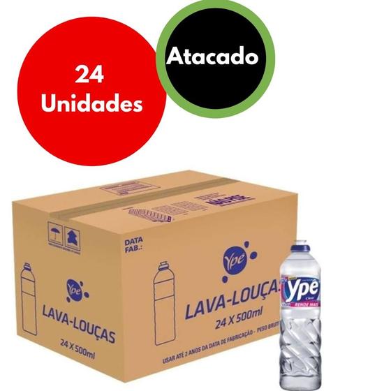 Imagem de Caixa Fechada Detergente Ype Clear 500ml 24 Unidades Atacado