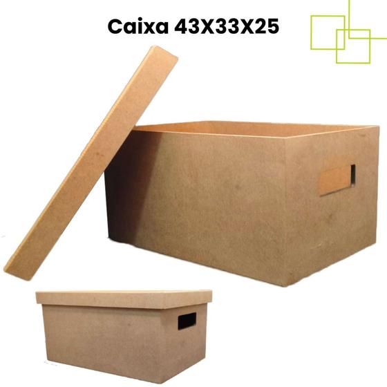 Caixa Grande com Alça MDF Armazenamento e Organização 6MM (43X33X25 ...