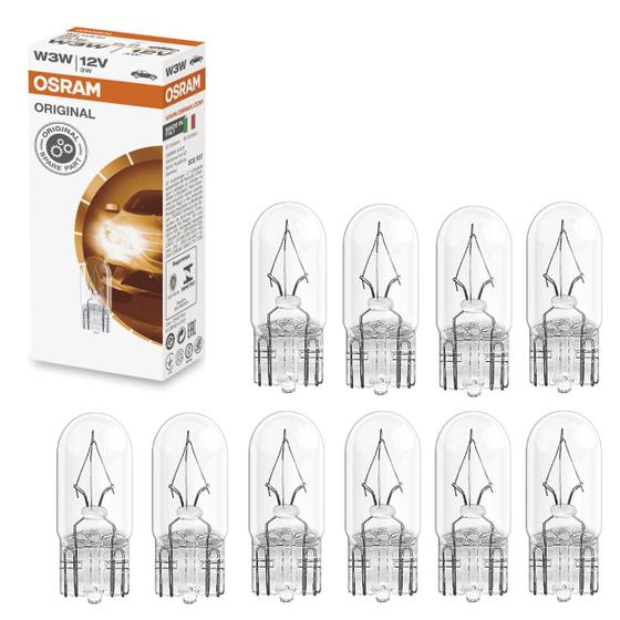 Imagem de Caixa Lampada T10 Original Osram W3W Luz Lanterna Pingão 2821 12V 3W 10 Unidades