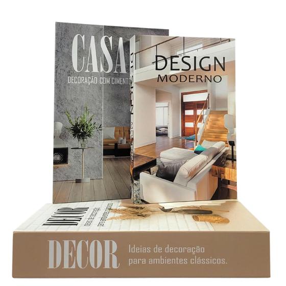 Imagem de Caixa Livro Decorativo Falso Fake Kit com 3 Porta Objetos DECOR