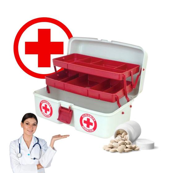 Caixa Maleta Emergência Primeiro Socorros 2 Bandeja Medicamento Organizadora Menor preço em Caixa Maleta Emergência Primeiro Socorros 2 Bandeja Medicamento Organizadora