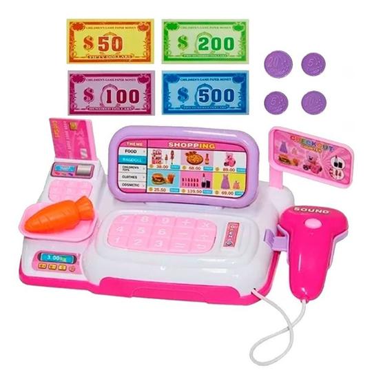 Caixa Mini Supermercado Brinquedo Infantil Rosa Com Acessórios - Art ...