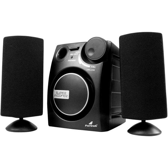 Imagem de Caixa Multimídia 2.1 Com SubWoofer 9W RMS Bivolt MS-2101 Preta FORTREK - Fortrek