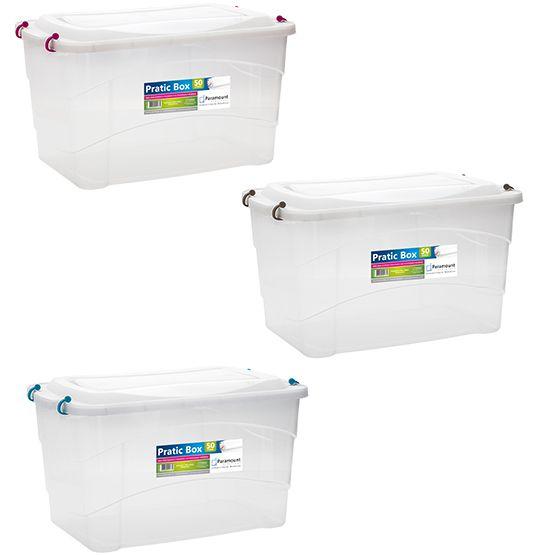 Caixa organizador container de plastico 50l 59x38x34cm Menor preço em Caixa organizador container de plastico 50l 59x38x34cm